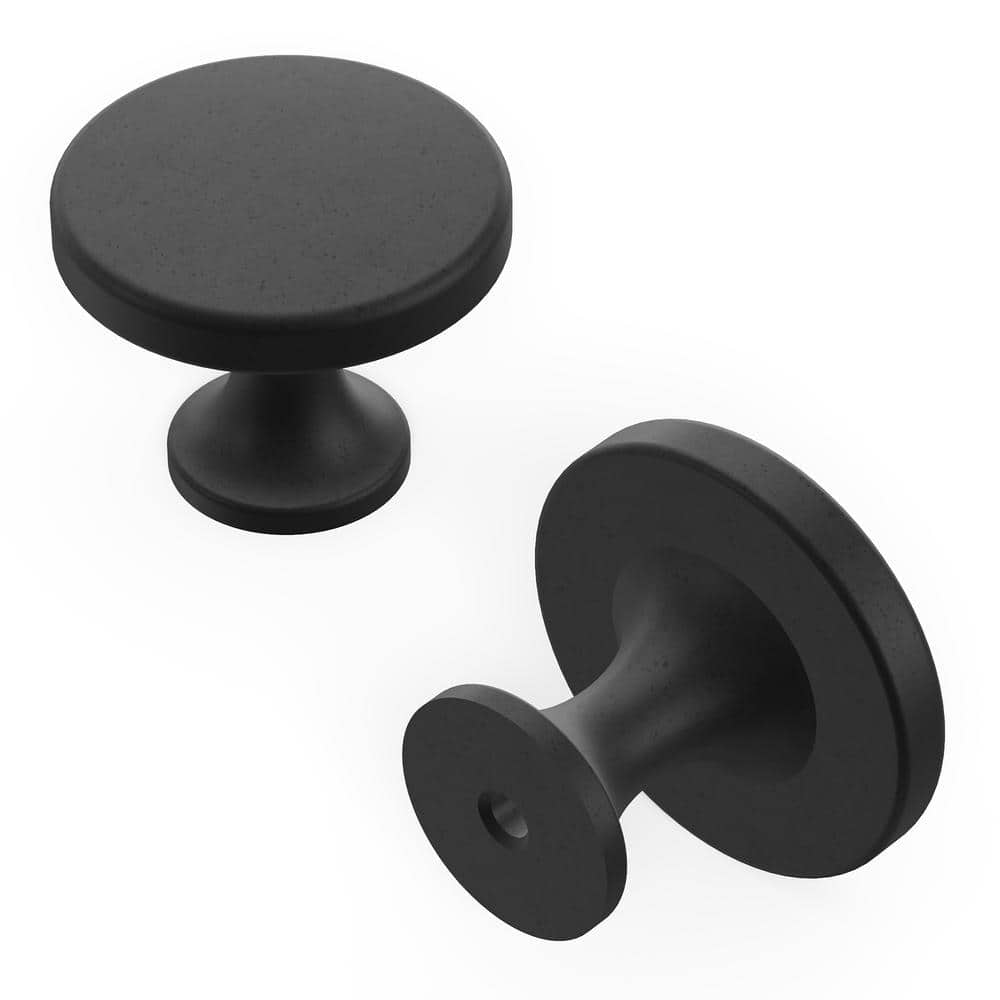 Black Iron Round Cabinet Knobs with Mounting Hardware, 10-Pack