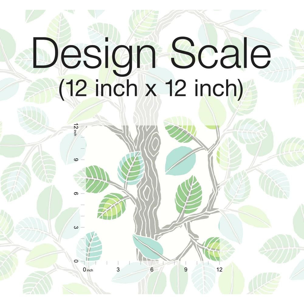 Green and Gray Forest Leaves Peel and Stick Wallpaper Roll