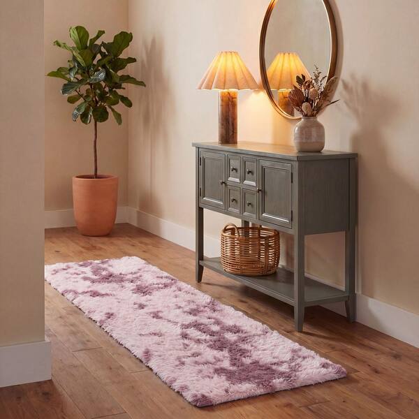 Rainbow Shag 2 ft. x 6 ft. Purple Abstract Runner Rug