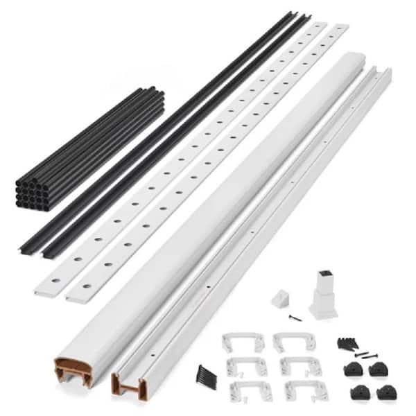 Transcend 8 ft. x 42 in. Classic White Composite Horizontal Deck Rail Kit with Black Round Aluminum Balusters