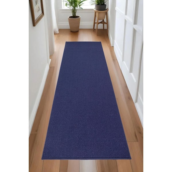 Solid Navy Color 36 in. x 31.5" Indoor Landing Mat Stair Tread Cover Slip Resistant Backing Set of 1