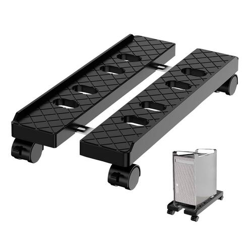 Black ABS Adjustable Mobile Computer Cart, Ventilated Computer