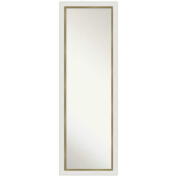 Amanti Art Large Rectangle Satin Gold MetallicWhite Modern Mirror (51.12 in. H x 17.12 in. W)