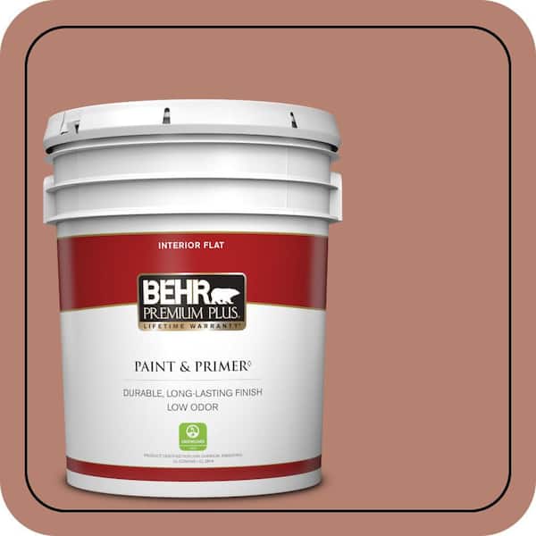 BEHR PREMIUM PLUS 5 gal. #S180-5 Auburn Glaze Flat Low Odor Interior Paint & Primer