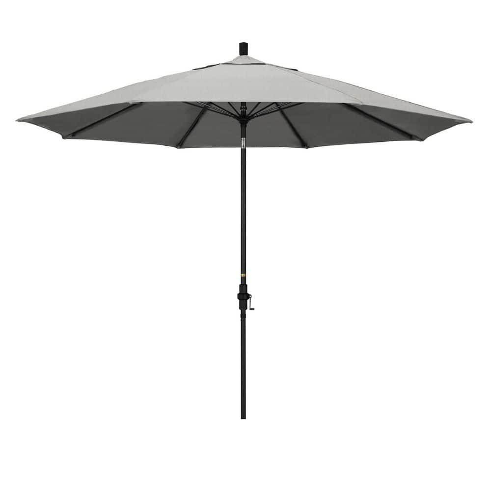 11 ft. Matted Black Aluminum Market Patio Umbrella Fiberglass Ribs Collar Tilt Crank Lift in Granite Sunbrella price history on PriceWatchPro