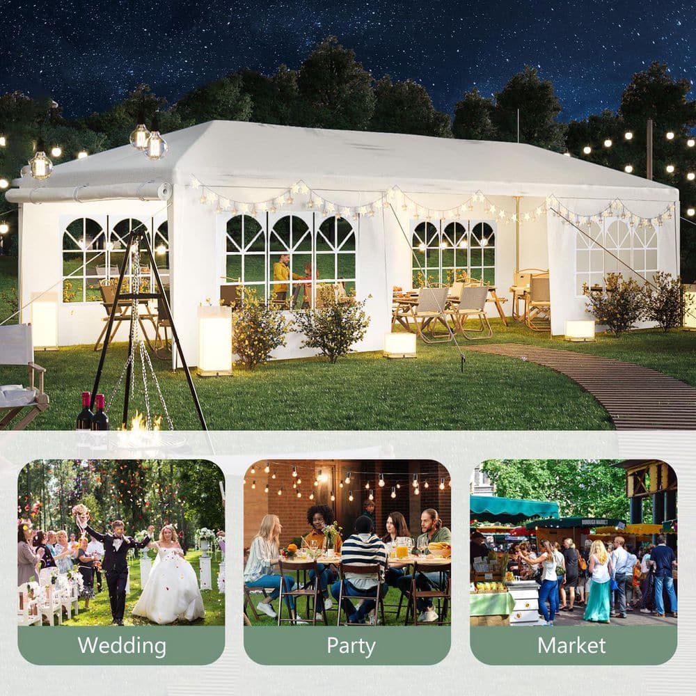 White 10 ft x 30 ft Outdoor Canopy Tent with Removable Sidewalls