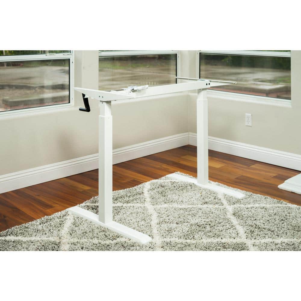 White Adjustable Height Metal Standing Desk