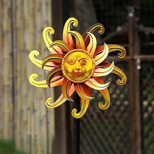 Wind Spinners for Yard and Garden, Metal Garden Art Sun Face Wind Spinner Outdoor