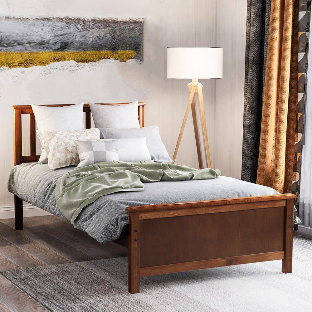 Details about   Walnut Finish Wooden Twin Size Mission Headboard Slats Bed Frame Mount Decor 