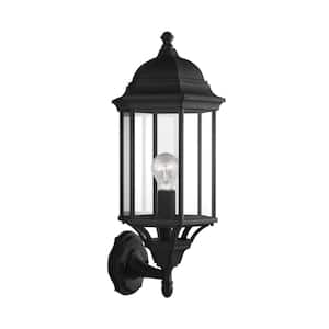 Sevier 1-Light Black Outdoor 21.75 in. Wall Lantern Sconce