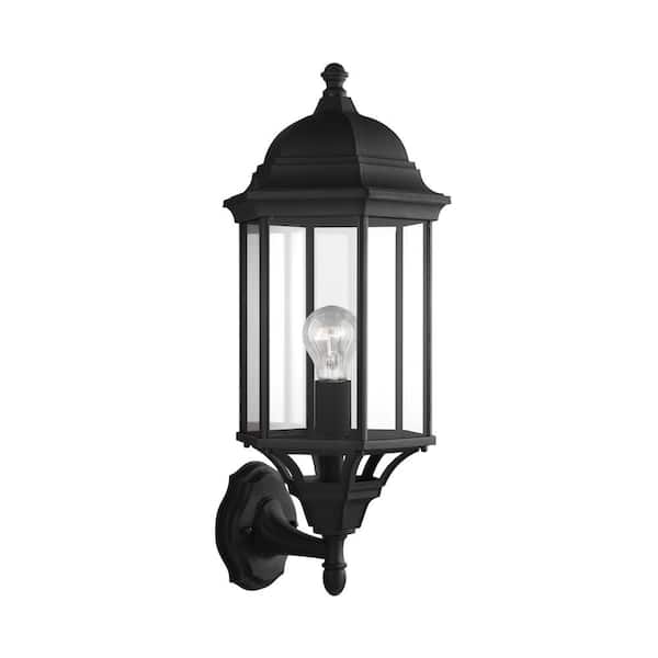 Generation Lighting Sevier 1-Light Black Outdoor 21.75 in. Wall Lantern Sconce
