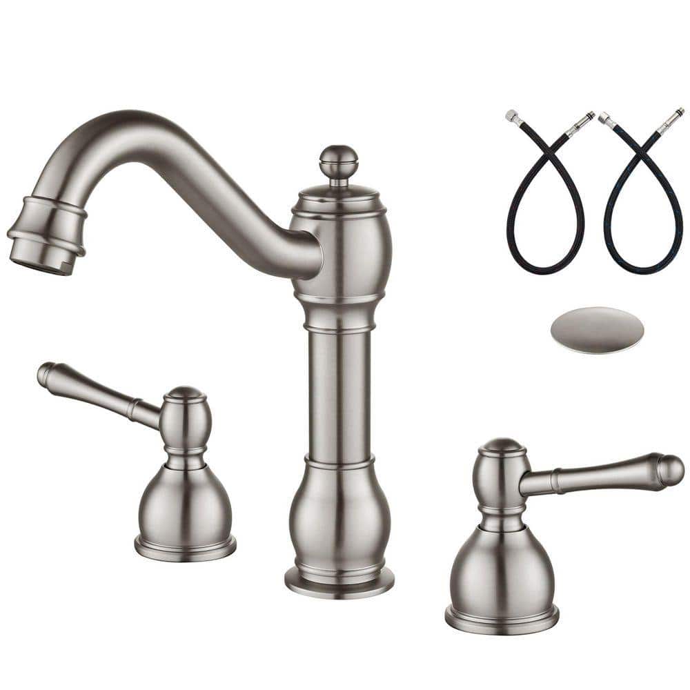 8 in. Widespread Double Handle Bathroom Faucet in Brushed Nickel (1-Pack) price history on PriceWatchPro