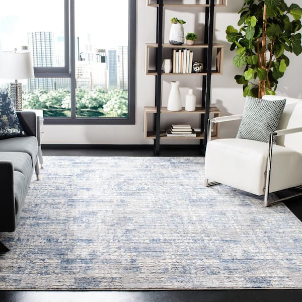 Amelia Blue/Gray 11 ft. x 15 ft. Distressed Geometric Area Rug