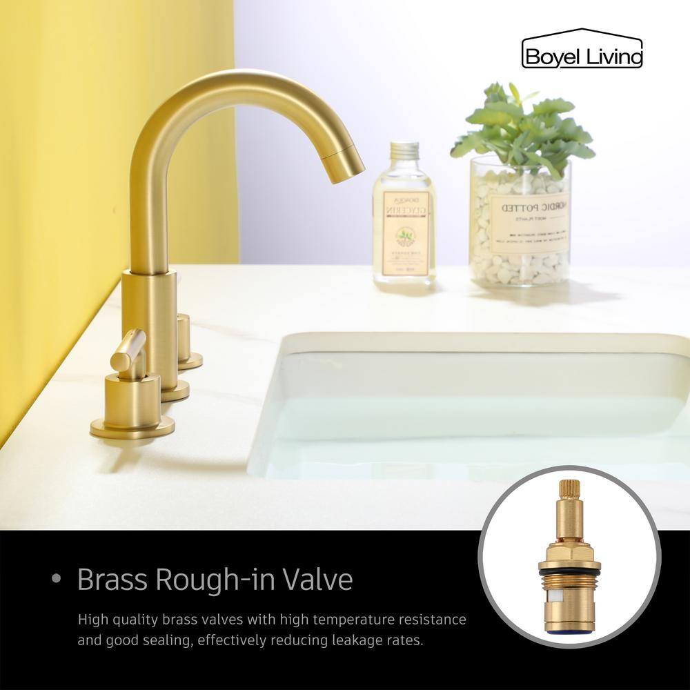 Brushed Gold 8-Inch Widespread 2-Handle Bathroom Faucet