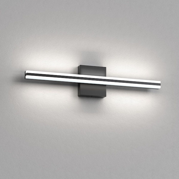 24 in. 1-Light 15W Black Integrated LED Vanity Light, Modern Bathroom Wall Sconce for Mirror and Makeup Lighting