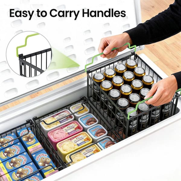 Esepony Freezer Organizer Bins with Stackable and Handles for