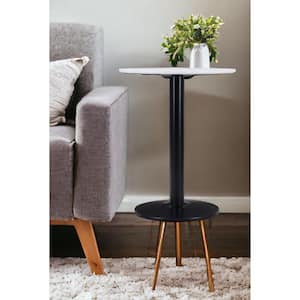 23.6 in. Black and White Round MDF End Table