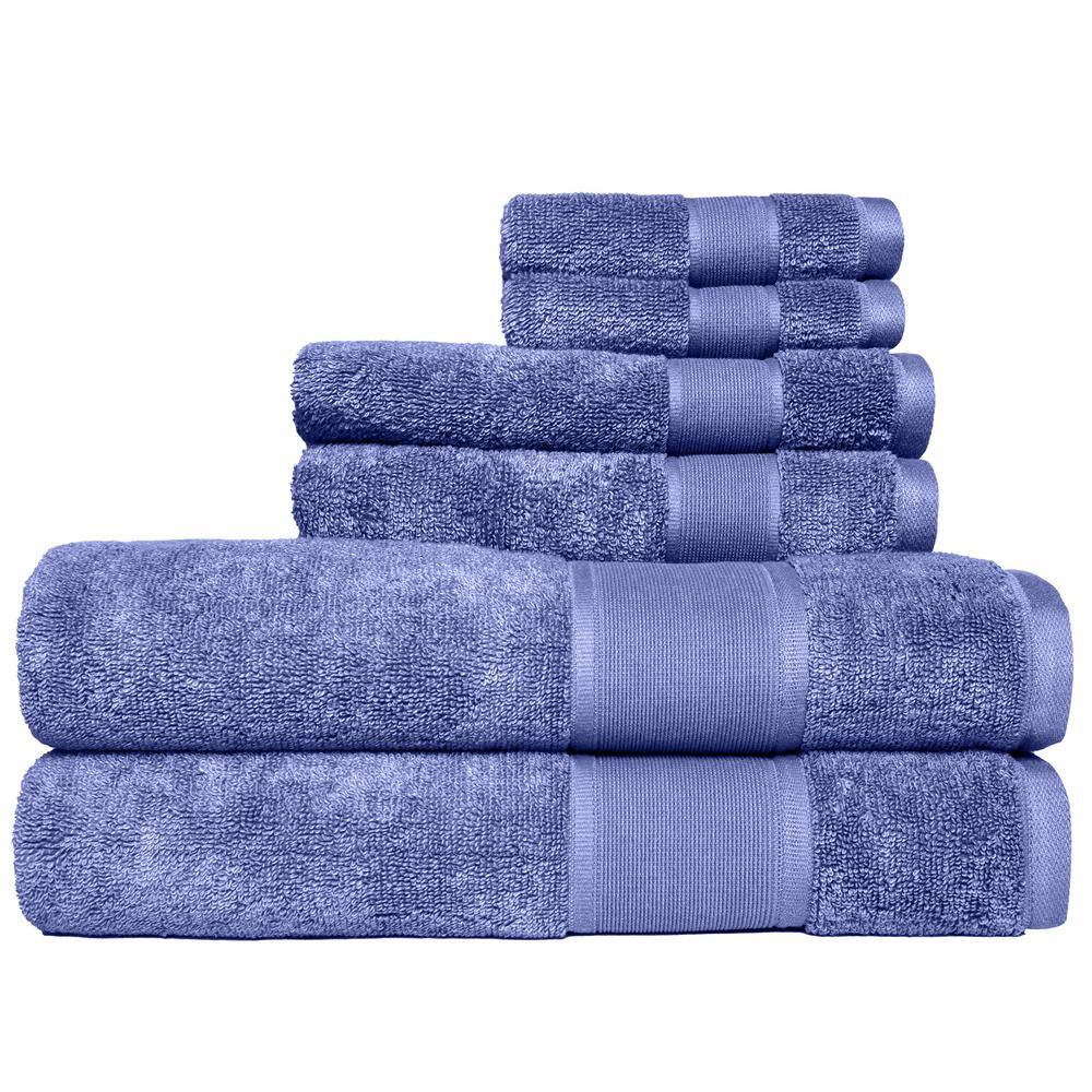 Avoca 6Piece Denim Dobby Aerospun Cotton Bath Towel Set 6486T7B301 The Home Depot