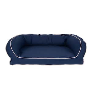 Small/Medium Blue Classic Canvas Bolster Bed with Orthopedic Foam