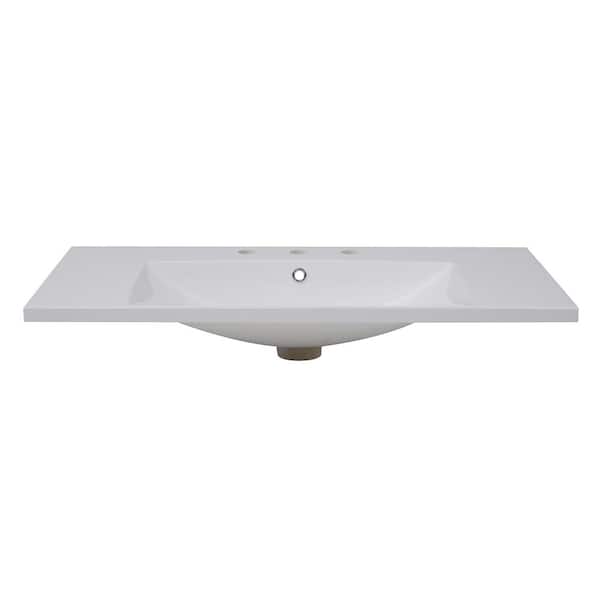 36 in. Undermount Rectangular Bathroom Sink with Overflow in White