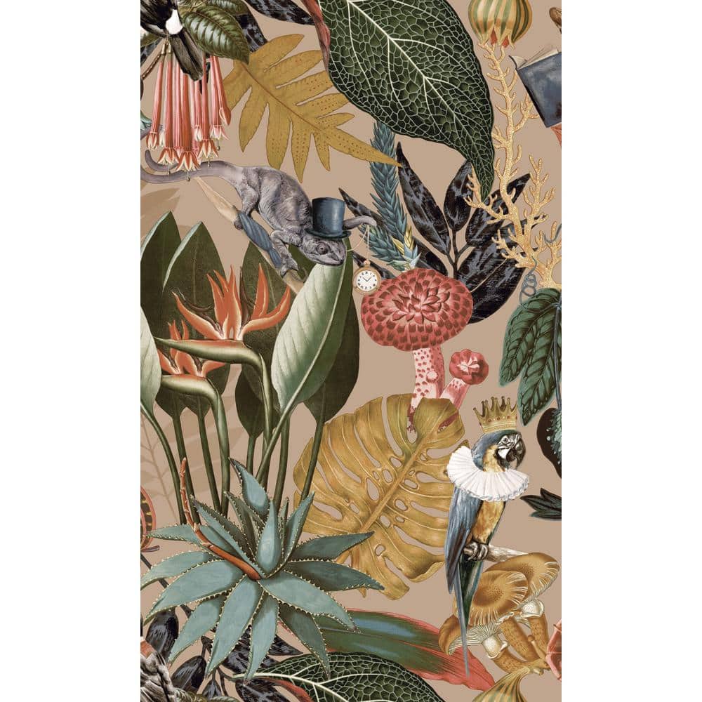 Gold and Green Tropical Soiree Textured Wallpaper Roll