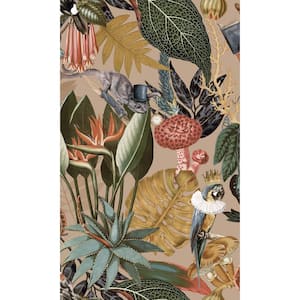 Gold Tropical Soiree Print Non-Woven Non-Pasted Textured Wallpaper 57 Sq. Ft.