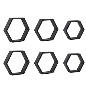 Hexagon Floating Shelves Set of 6 Honeycomb Shelves for Wall Black