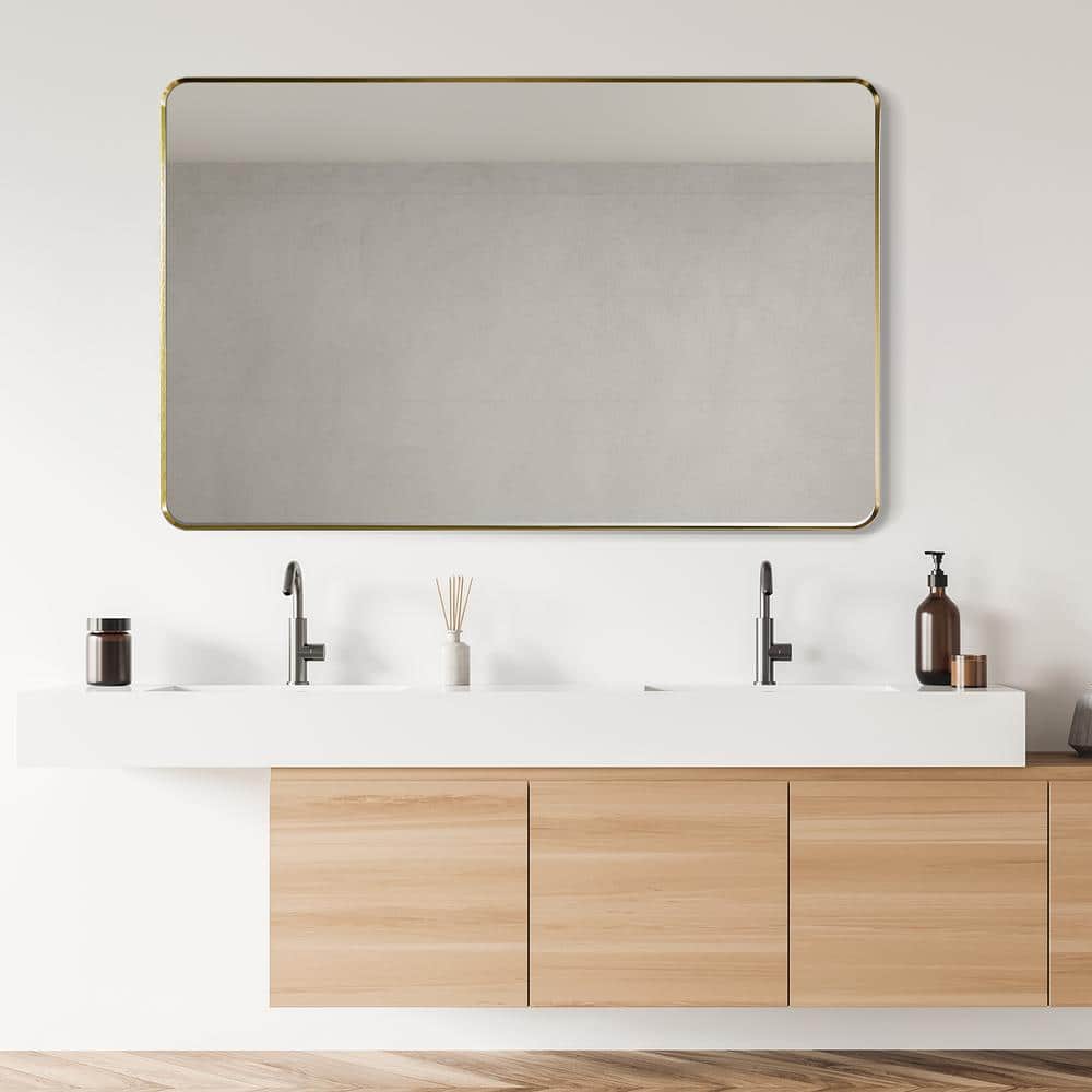 Eleganza 48" Gold & Silver Aluminum Rectangular Vanity Mirror