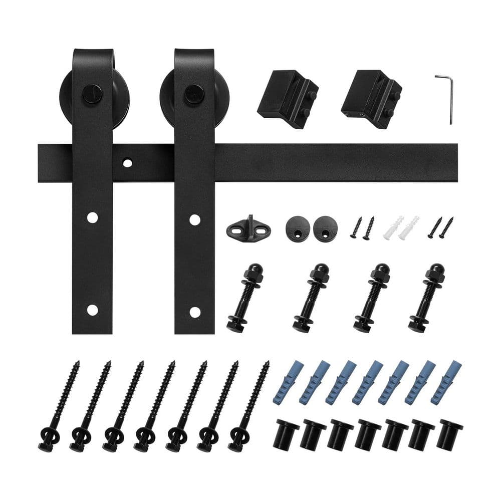 10 ft. Sliding Barn Door Hardware Kit, J-Style Rollers, Fits 60 in. Doors, 1-3/8-1-3/4 in. Thick, Black 2025 update price history on PriceWatchPro