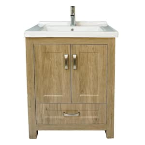 24 in. W x 22 in. D x 33 in. H Livorno Vanity in Woodgrain with Ceramic Vanity Top