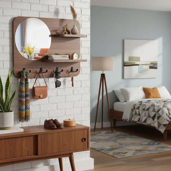 White Wall Coat Rack with Hidden Hooks TG-D6-03267 - The Home Depot