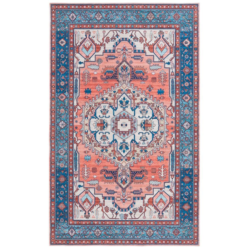Arizona Rust/Navy 5 ft. x 8 ft. Traditional Medallion Machine Washable Area Rug price history on PriceWatchPro