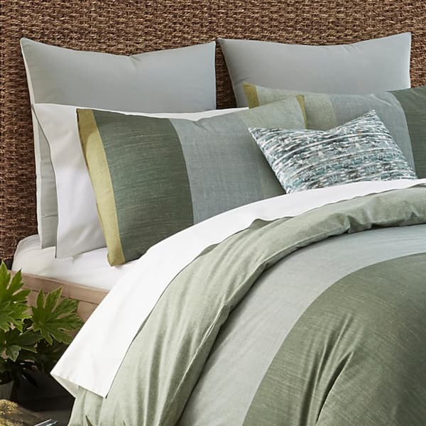 Zi Chambray Color Block 3 Piece Green, Chambray Duvet Cover Full