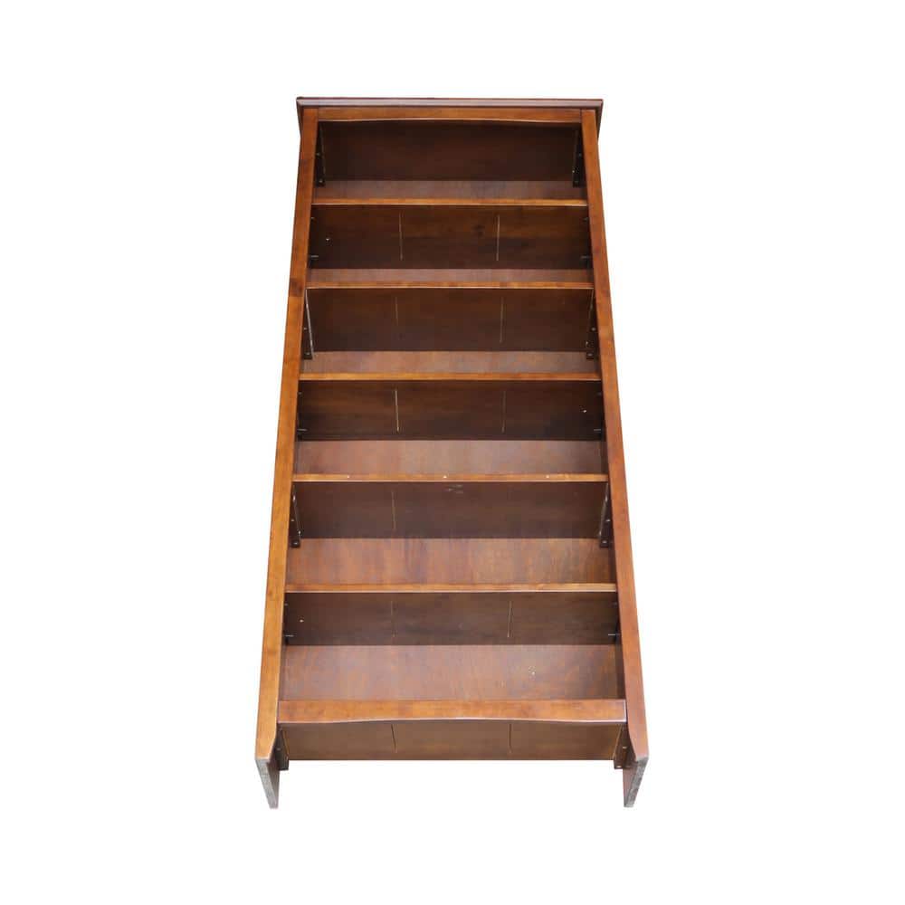 Espresso Adjustable Solid Wood Shaker Bookshelf