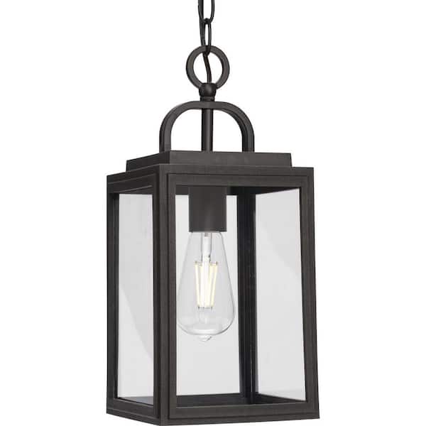 Progress Lighting Grandbury Collection 11.875 in. 1-Light Antique Bronze with Clear Glass Shade Farmhouse Coastal Outdoor Wall Lantern