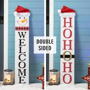 42.5 in. H Reversible Wooden "HOHOHO"/Snowman Porch Sign Christmas Yard Decor