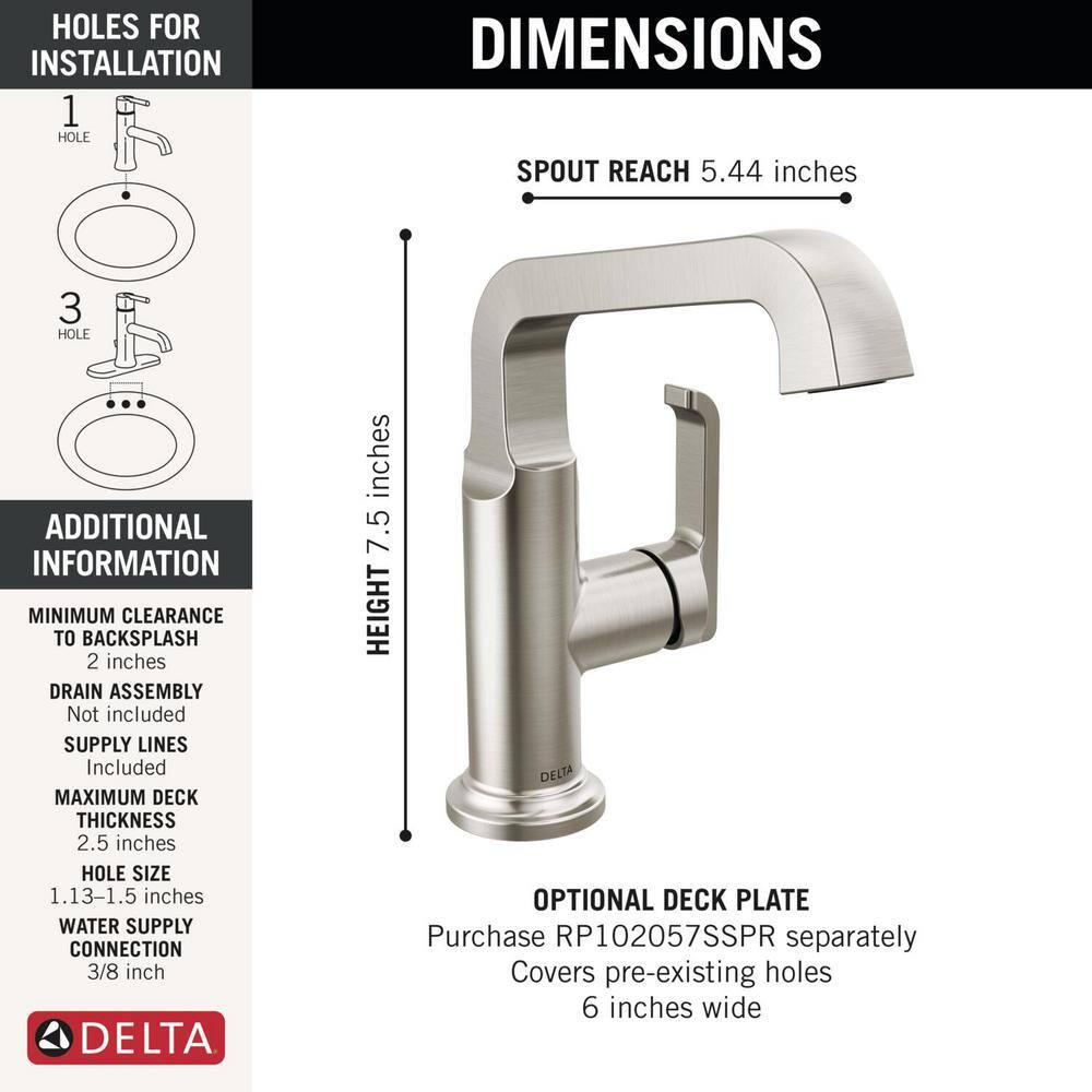 Tetra Brushed Nickel Single Handle Bathroom Faucet