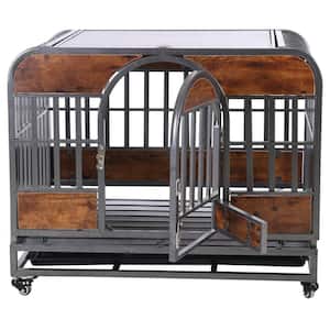 37 in. Heavy-Duty Dog Crate, Furniture Style Dog Crate with Removable Trays for Small To Medium Dog