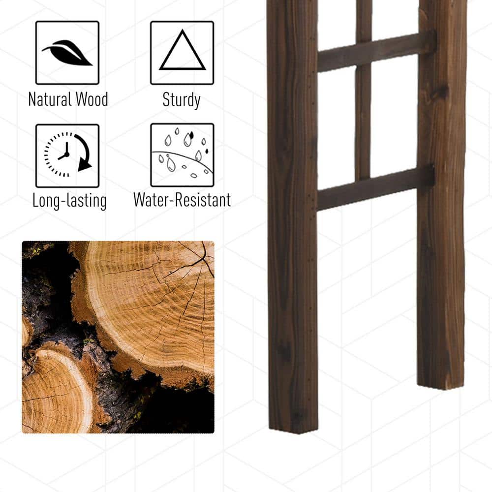 Carbonized Fir Wood Outdoor Garden Arched Trellis Arbor