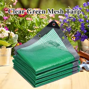 10 ft. x 10 ft. Clear Green Mesh Tarp Heavy Duty Waterproof for Greenhouse Outdoor Gardening Farming Camping Yard