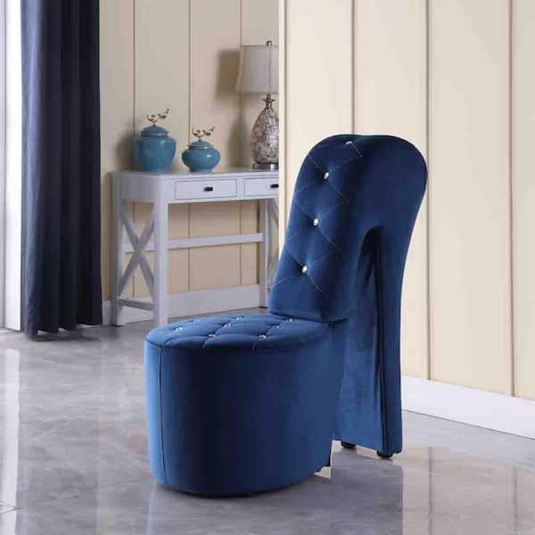 Best Master Furniture Jackson Navy Blue Velvet High Heel Shoe Chair