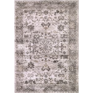 Riley 9 ft. X 12 ft. Grey/Beige Floral Indoor Area Rug