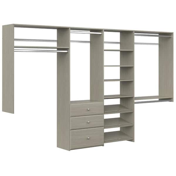 Closet Evolution Dual Tower 96 in. W - 120 in. W Rustic Grey Wood Closet System