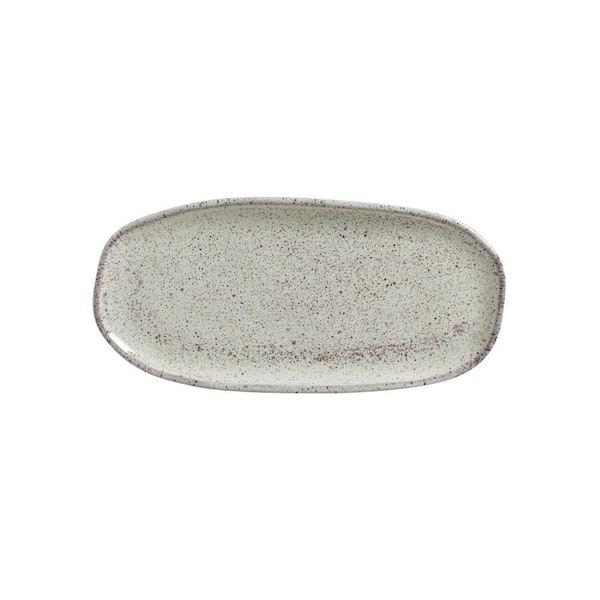 9.06 in. Pistache Teal Stoneware Shallow Oval Platter Organic (Set of 4)