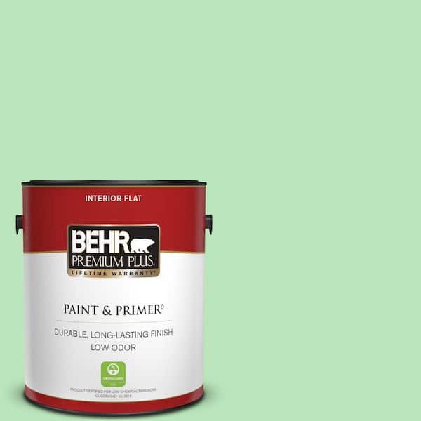 BEHR PREMIUM PLUS 1 gal. #P390-3 Mint Parfait Flat Low Odor Interior Paint & Primer