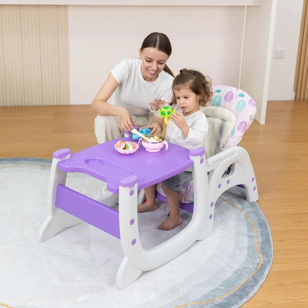 Toddler Highchair Baby Dining Chair with Adjustable Backrest and Safety Belt