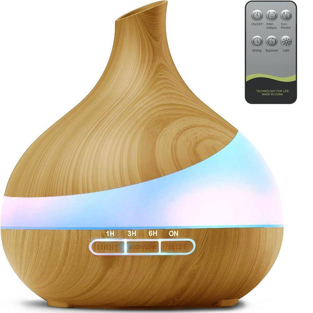 Angel Sar 500ml Light Brown Essential Oil Diffuser with Remote Control ...