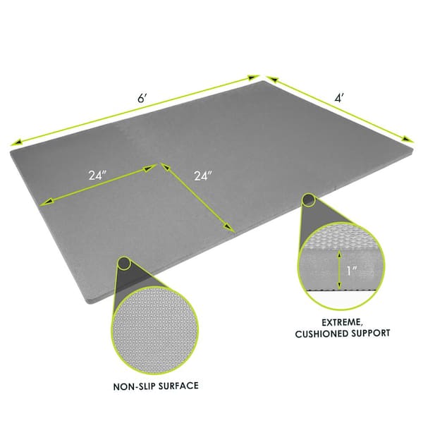 Extra Thick Exercise Puzzle Mat Grey 24 in. x 24 in. x 1 in. EVA Foam Interlocking Anti-Fatigue (6-pack) (24 sq. ft.)