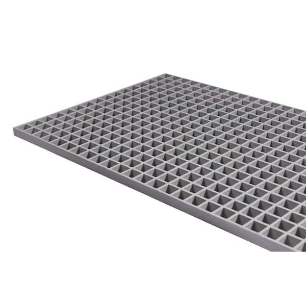 Fiberglass Molded Grating Composite for Floors Outdoor Drain Cover Deck Tile, 1.5 x 1.5 x 1 in., 2 x 4 ft., Gray