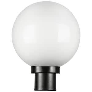 10 in. 1-Light Black LED Outdoor Twist Lock Polycarbonate Globe Post Top Lantern